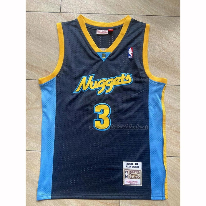 Camiseta Denver Nuggets Allen Iverson NO 3 Mitchell & Ness 2006-07 Azul2